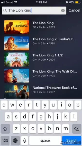 فیلم مورد نظرتون رو در Disney+ سرچ کنید